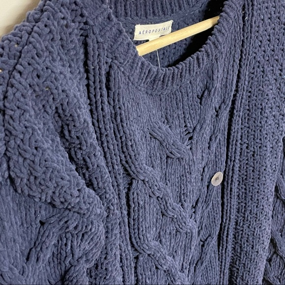 NWT Aero Navy Cable Knit Soft Sweater XS - Picture 3 of 9